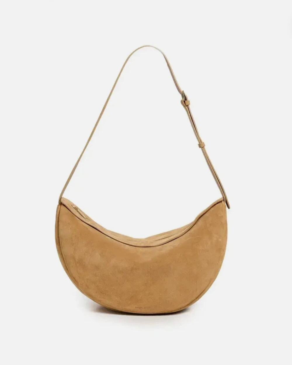 NWT Mansur Gavriel Moon Crossbody Sling Bag Caramel Suede Leather Crescent